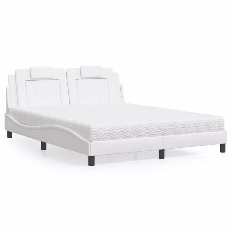 Letto Viana vidaXL con Materasso Bianco in Similpelle, L/P/H: 160 x 200 cm