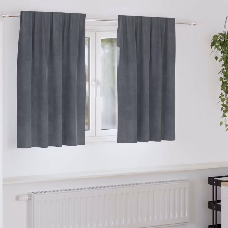Set di 2 tende oscuranti vidaXL in velluto grigio, L: 140 cm x H: 140 cm