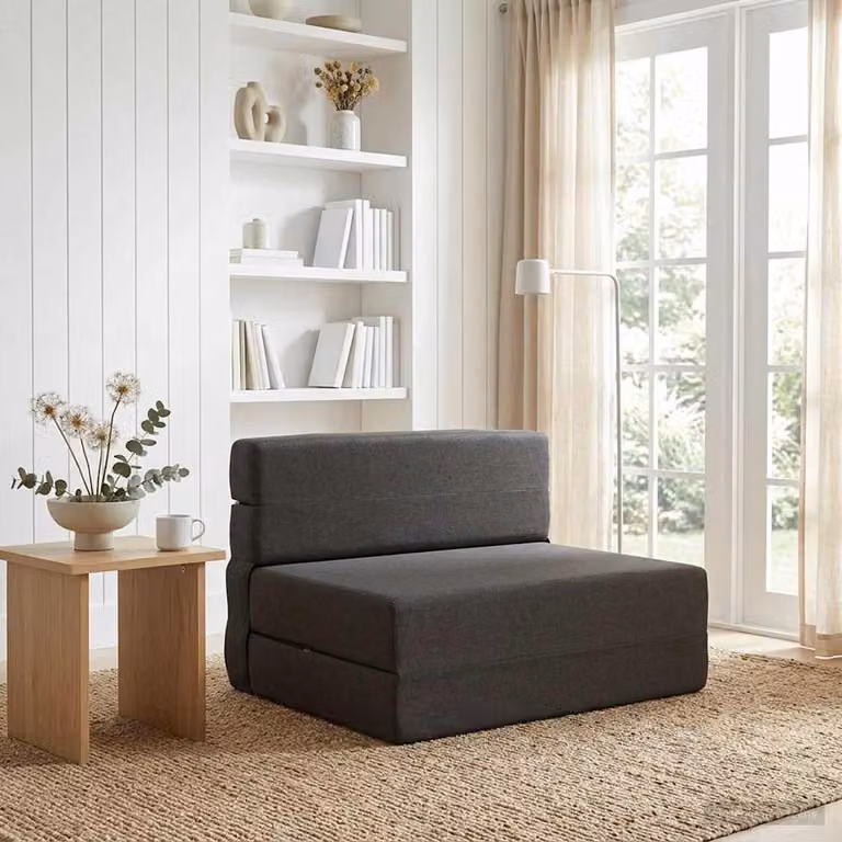 vidaXL Divano Letto Pieghevole Moderno in Tessuto Antracite L: 70 cm, P: 72 cm, H: 60 cm
