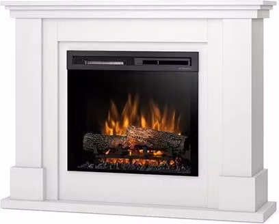 Caminetto Elettrico a Libera Installazione con LED LUENA, 23 pollici, Bianco opaco, L: 110 cm, H: 89.7 cm, P: 30 cm – 1