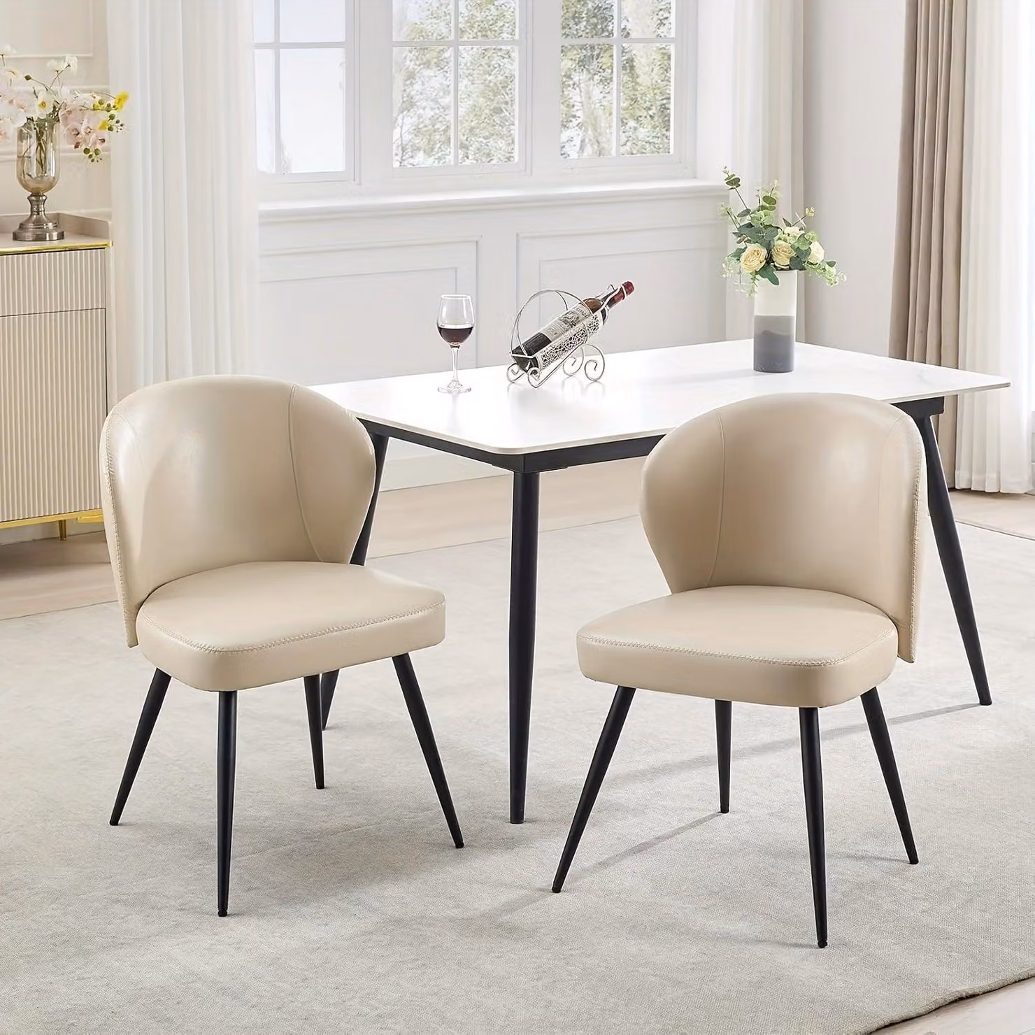 Sedia da pranzo - Sedia - Sedia a conchiglia - Sedia da soggiorno - Sedia da ufficio - Set da 6 - Ecopelle moderna