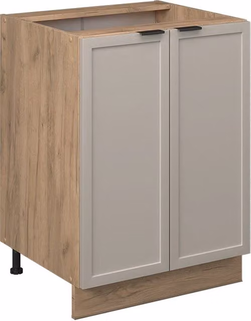 Mobiletto base cucina Vicco Fame-Line Grigio Beige e Rovere dorato con ante a battente e ripiani interni, L: 60 cm