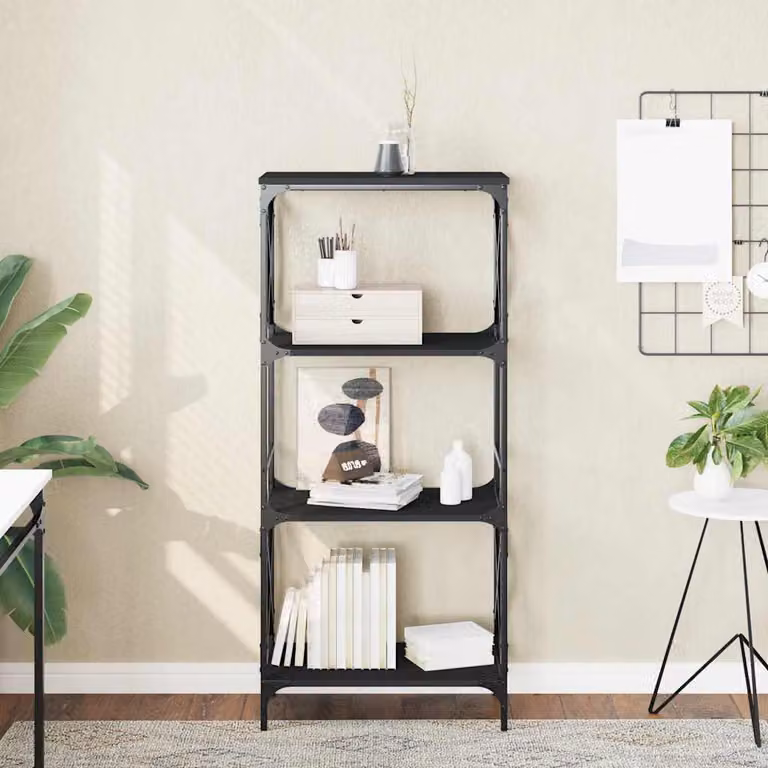 Libreria a 4 Ripiani vidaXL in Stile Industrial, Colore Nero, L/P/H: 59 x 35 x 132 cm