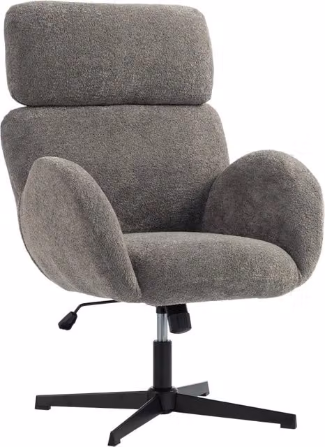 Sedia da ufficio ergonomica moderna in tessuto grigio con poggiatesta regolabile, braccioli e rotazione a 360 gradi, L: 67 cm, P: 68 cm, H: 113 cm