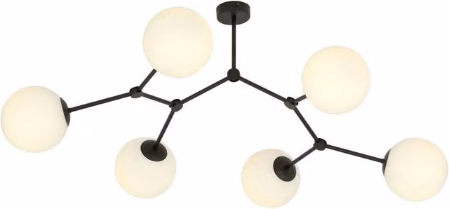 Lampadario Emibig Space 6xE14 nero/opalino dimmerabile