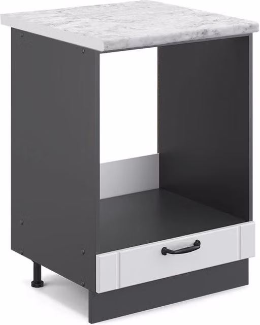 Mobile per forno da incasso Vicco Fame-Line Bianco rustico e Antracite con piano in marmo, L: 60 cm, H: 82 cm – 1