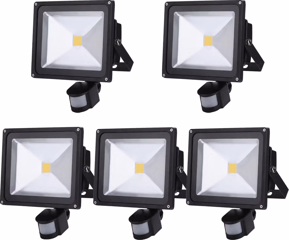 Greenmigo 5X 30W LED proiettore Proiettore con rilevatore di movimento Bianco caldo Bianco caldo Illuminazione di oggetti Proiettore da esterno Proiettore da parete Proiettore Faretti