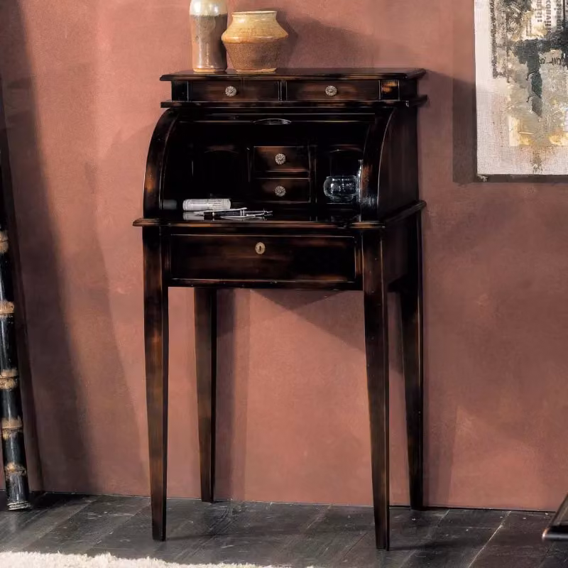 Bureau con 5 cassetti in legno noce stile shabby chic Mobili 2G L: 55 cm, P: 41 cm, H: 100 cm – 2