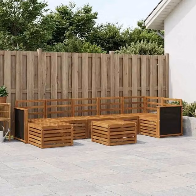 Set di divani da esterno 7 pz Naturale Legno di Acacia Massello 3384640
