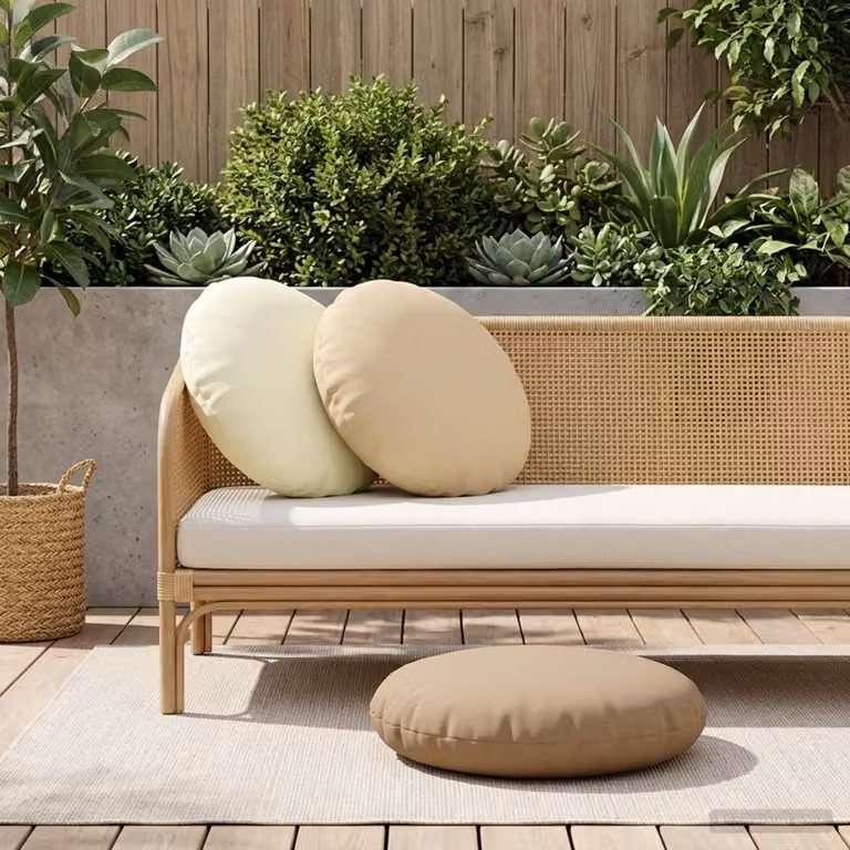 Set di 2 federe rotonde vidaXL HEERLEN in poliestere, colore beige, Ø 50 cm