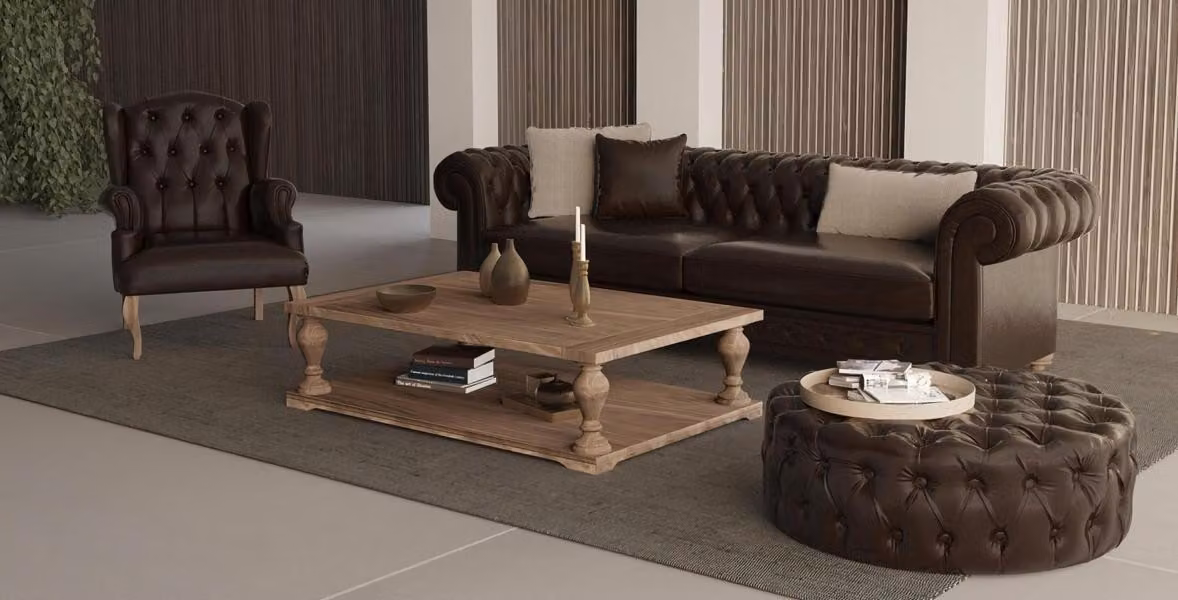 Sofa, Sessel und Puff stilvolles Design. Echte Gemütlichkeit