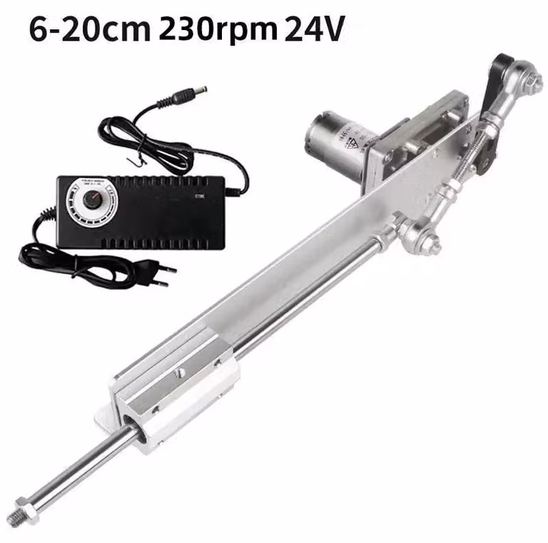 Attuatore lineare - Motore hub a 24V DC - Velocità regolabile - Corsa da 6 a 20 cm - Funzionamento silenzioso - Lega di alluminio - Colore A