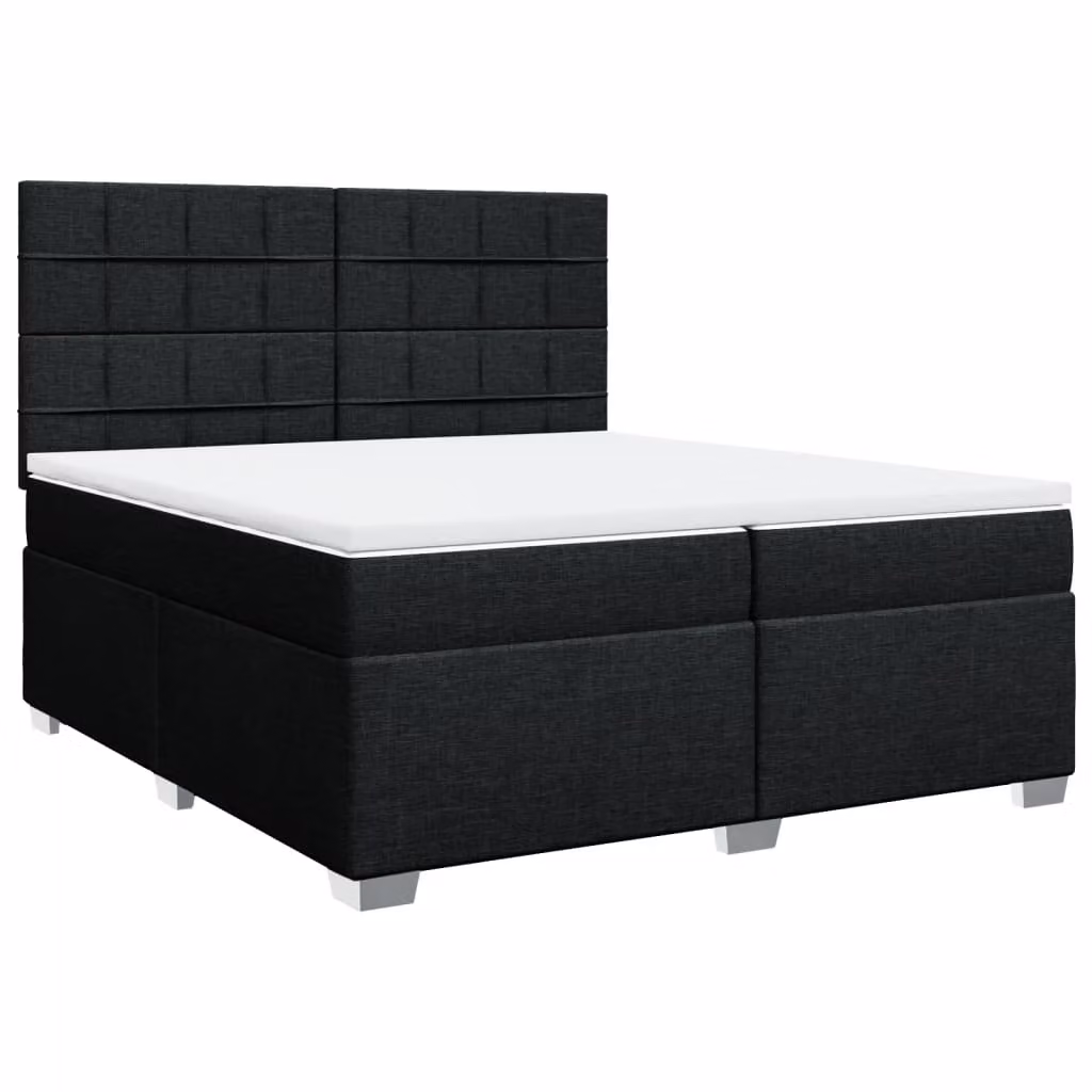 Giroletto a Molle con Materasso Nero 200x200 cm in Tessuto