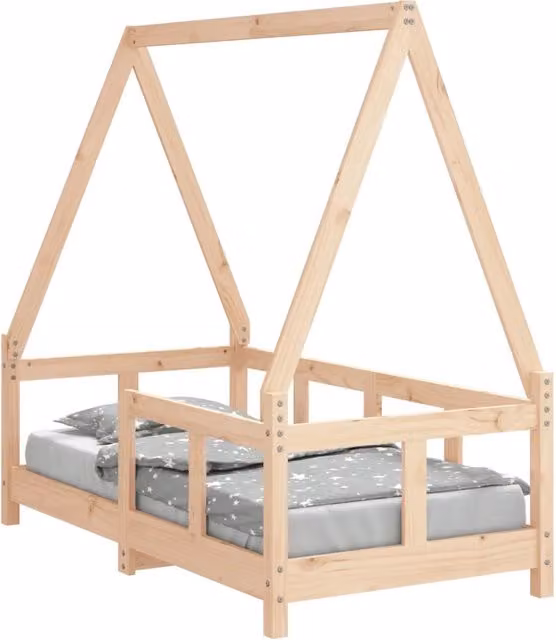 Lettino per bambini in legno massello di pino bianco stile rustico L/P/H: 140 x 70 x 75,5 cm