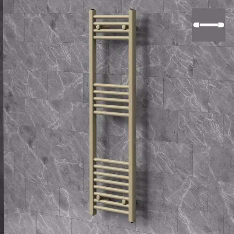 Asciugamani radiante LuxeBath Sahara, 400x1200 mm, beige, con attacco laterale, asciugamani radiante a pannello, porta asciugamani radiante da parete per bagno