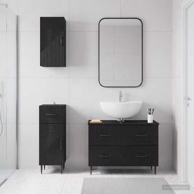 Set di armadietti da bagno in 3 pezzi HAARLEM Nero 3417775