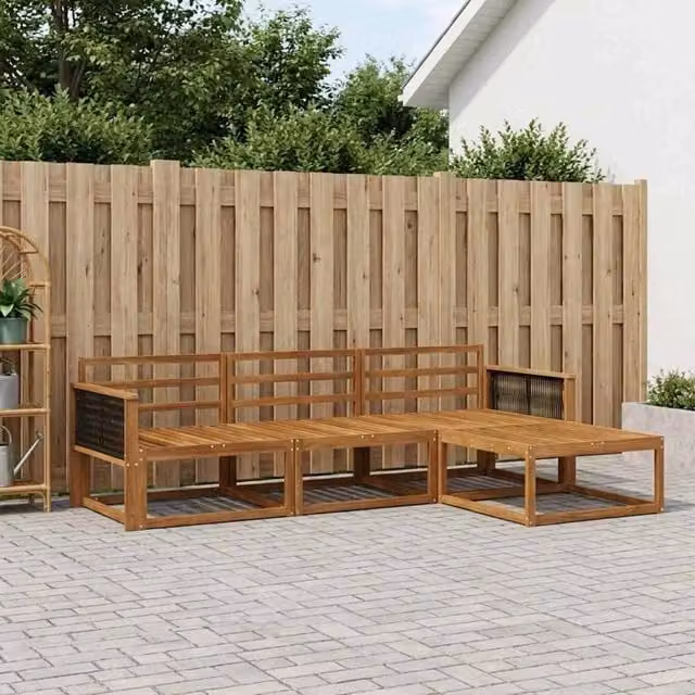 Set di divani da esterno 4 pz Naturale Legno di Acacia Massello 3382462