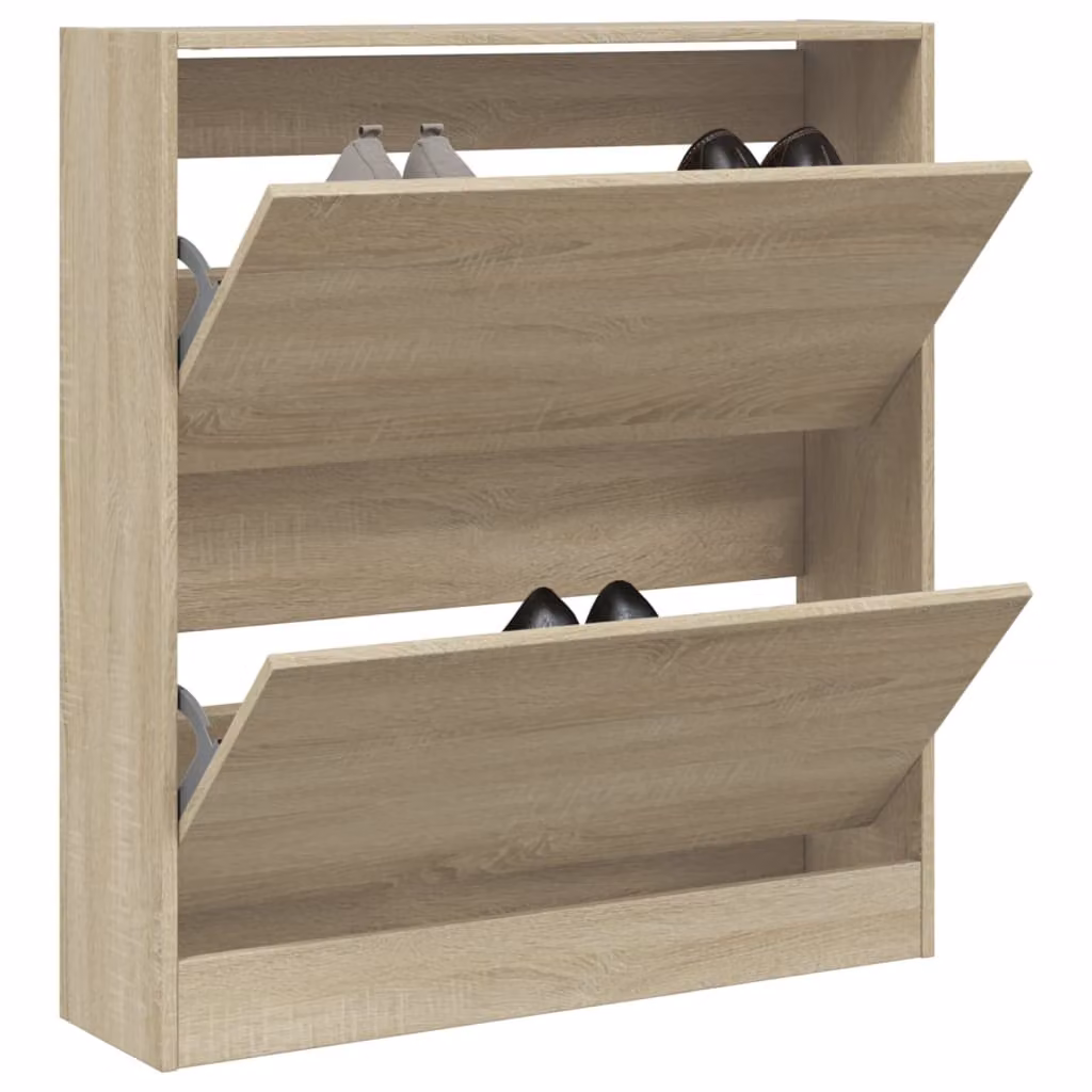 Scarpiera moderna vidaXL in legno Rovere Sonoma marrone, sospesa a parete, L 80 cm x P 21 cm x H 87,5 cm