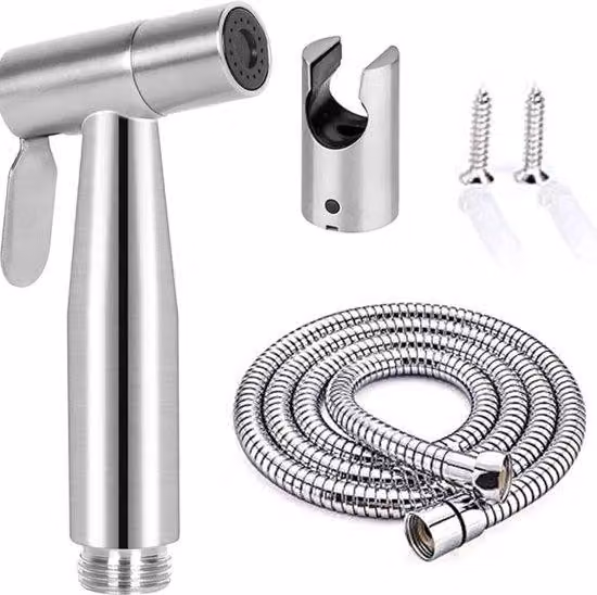 Bidet portatile - Accessori RVS - Testina di spruzzo multifunzione - Argento