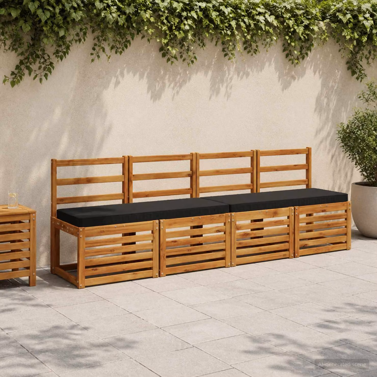 Set di 2 cuscini per panchina vidaXL VUGHT in poliestere nero con rivestimento rimovibile e resistente ai raggi UV