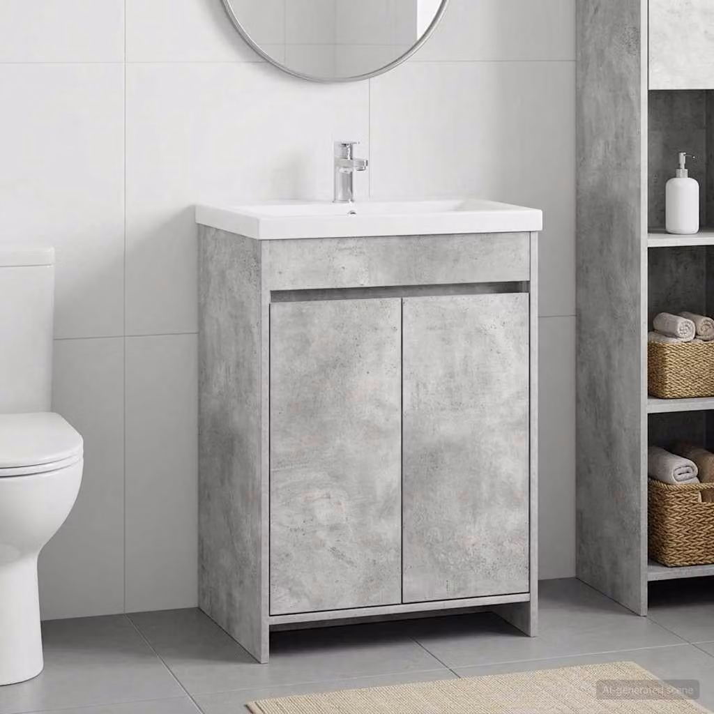 vidaXL Mobiletto da Bagno Moderno con Ante a Battente Grigio Opaco