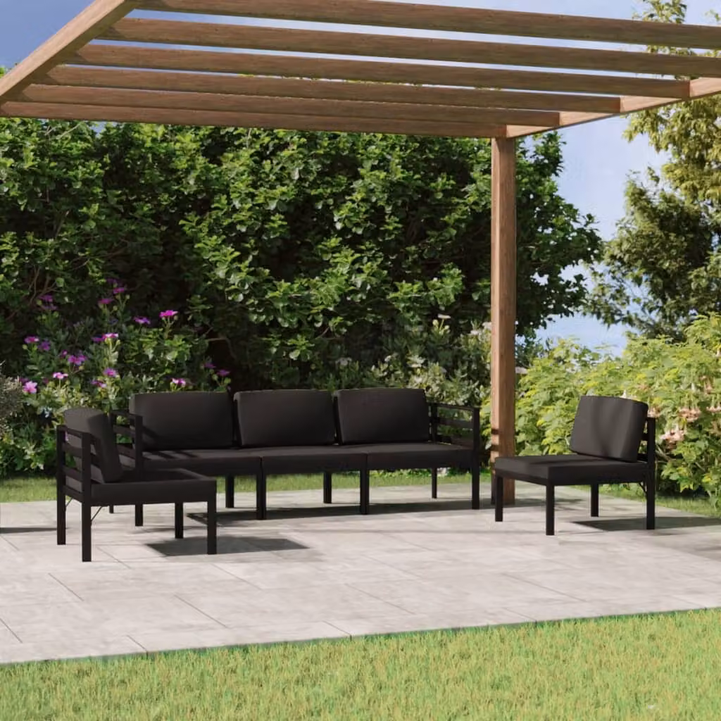 Maison Exclusive - Set Divani da Giardino 5 pz con Cuscini in Alluminio Antracite