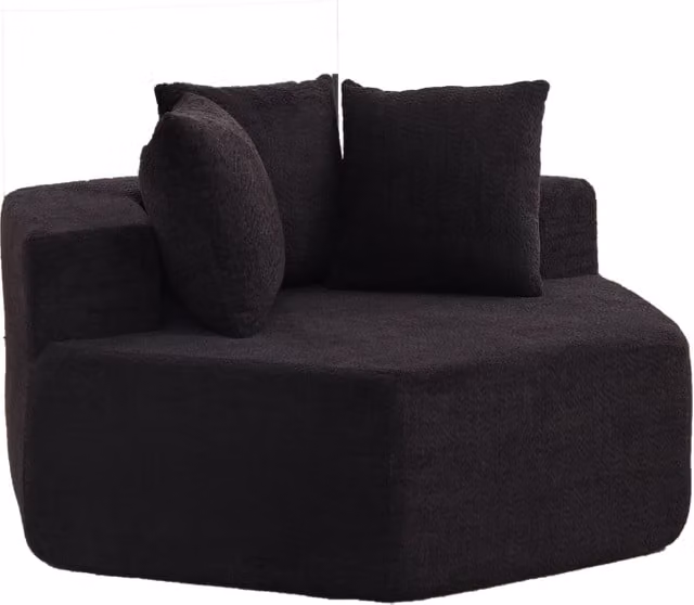Poltrona esagonale singola in tessuto chenille morbido con design modulare