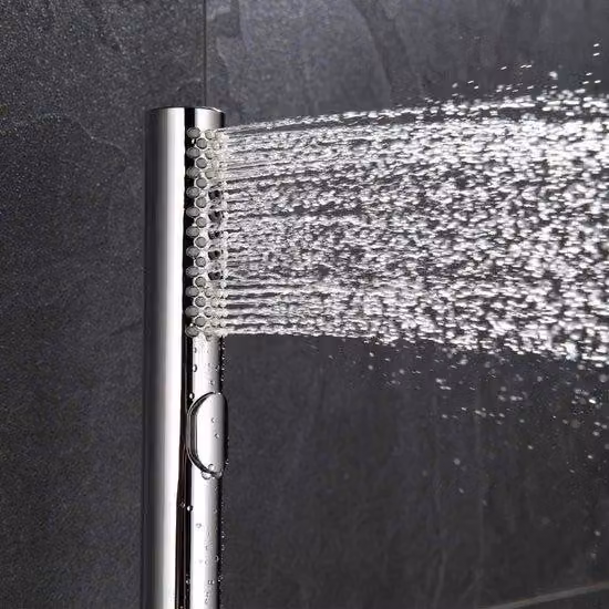 Doccia rotonda a 3 funzioni, cromata, con silicone