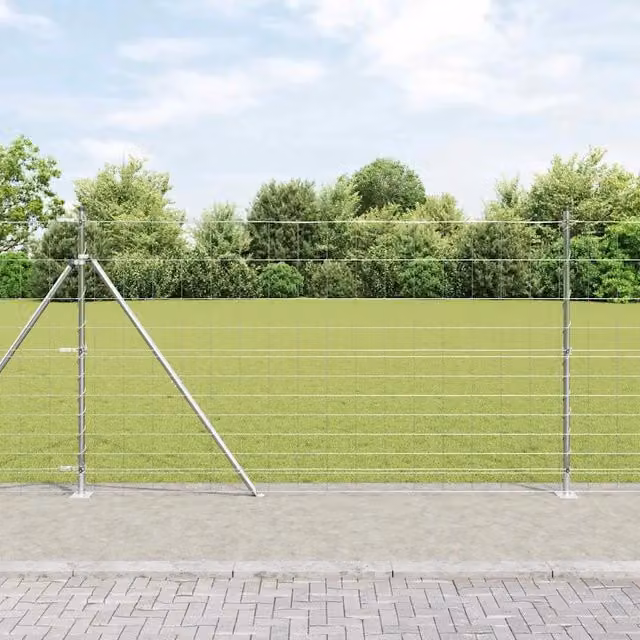 Palo per recinzione rettangolare vidaXL in acciaio zincato argento, H: 140 cm, L: 5,3 cm