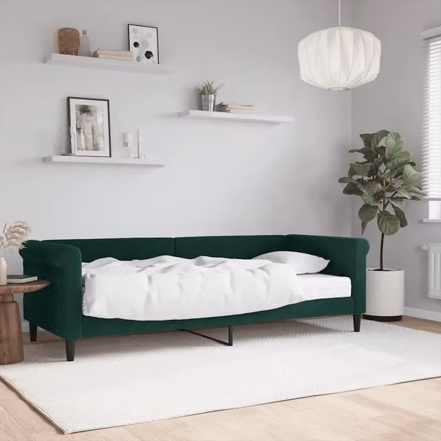 Divano Letto Moderno vidaXL in Velluto Verde per Soggiorno e Camera da Letto – 1