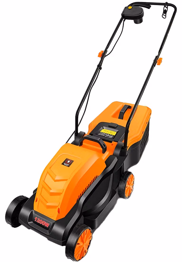 Tagliaerba elettrico da 1600W - Larghezza di taglio di 33 cm, 3 altezze di taglio regolabili e sacco di raccolta da 32 litri