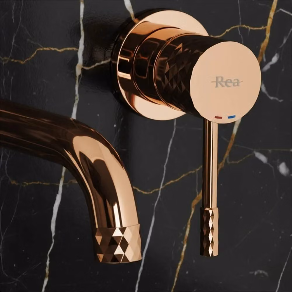 Rubinetto da incasso Rea Lungo Diamond Copper con box in ottone color rame lucido per lavabo – 2