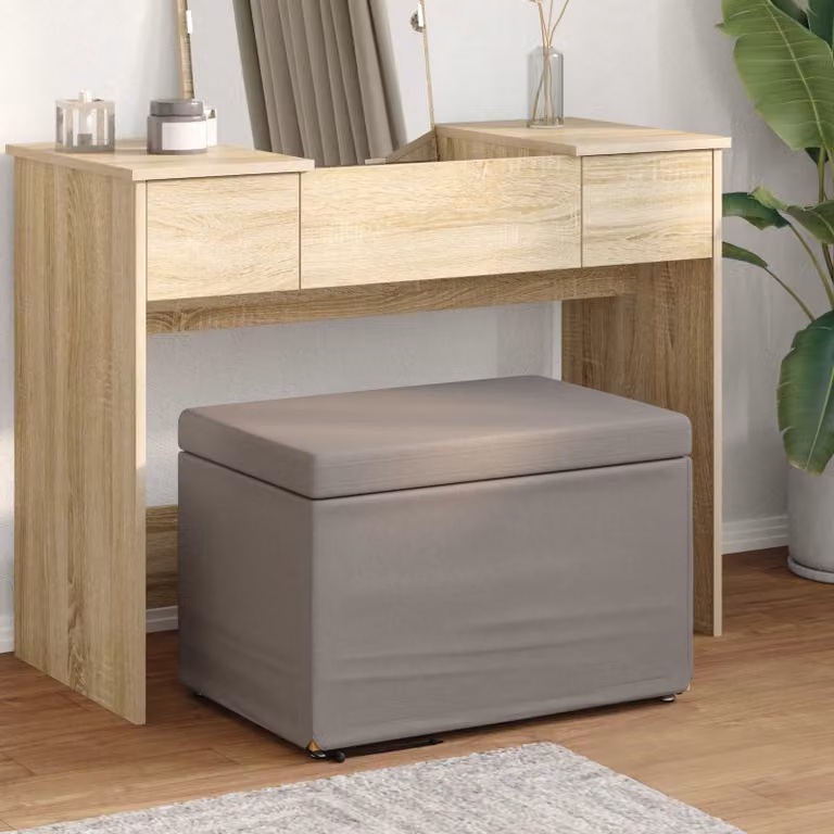 Pouf moderno vidaXL in tessuto e legno MDF, L 61 x P 41 x H 40 cm, disponibile in beige o grigio