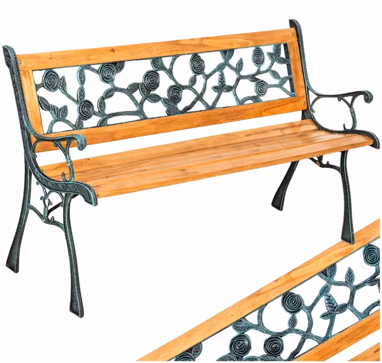Panca da giardino in legno per 2 persone, resistente alle intemperie