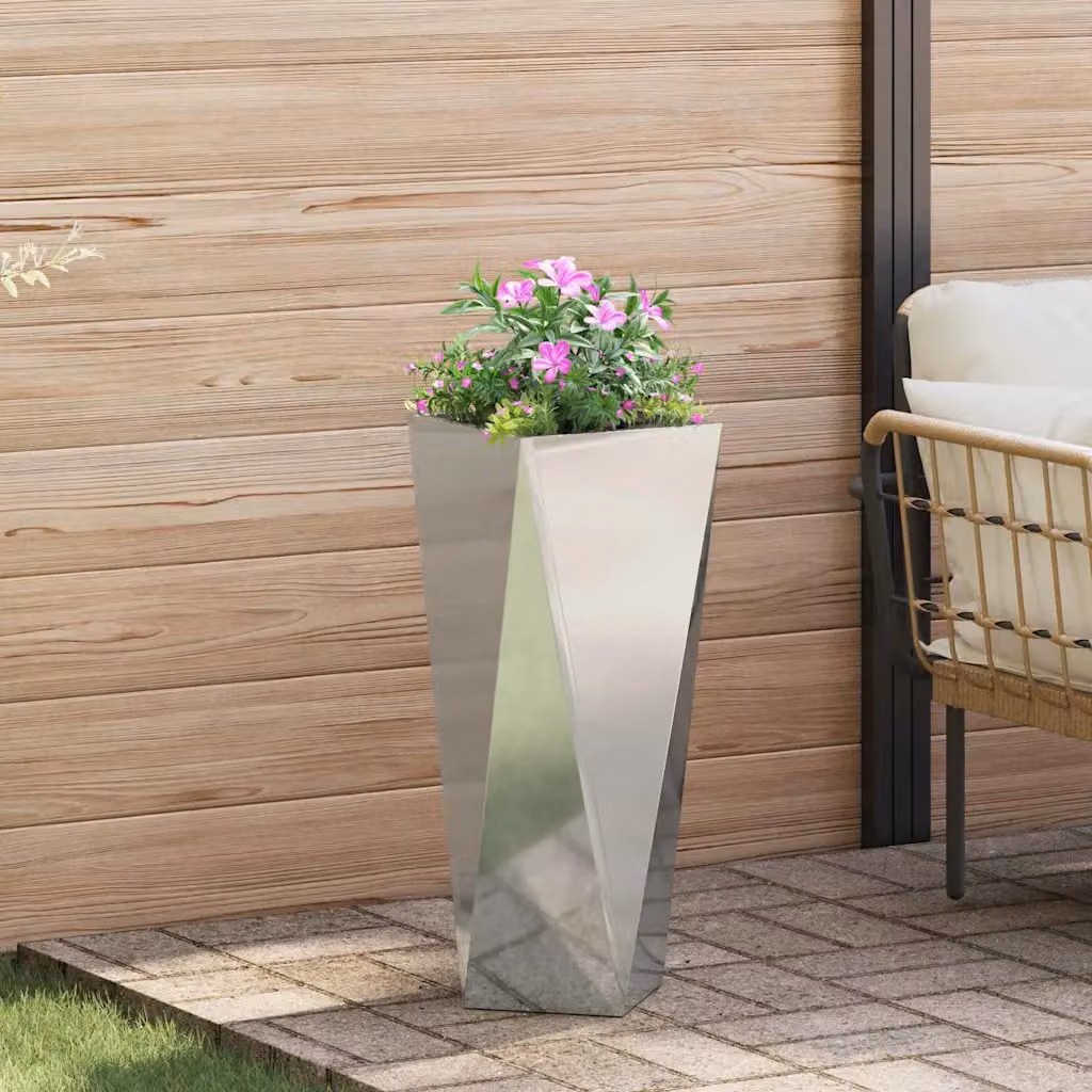 Fioriera vidaXL in acciaio zincato argento L/P/H: 30 x 30 x 75 cm