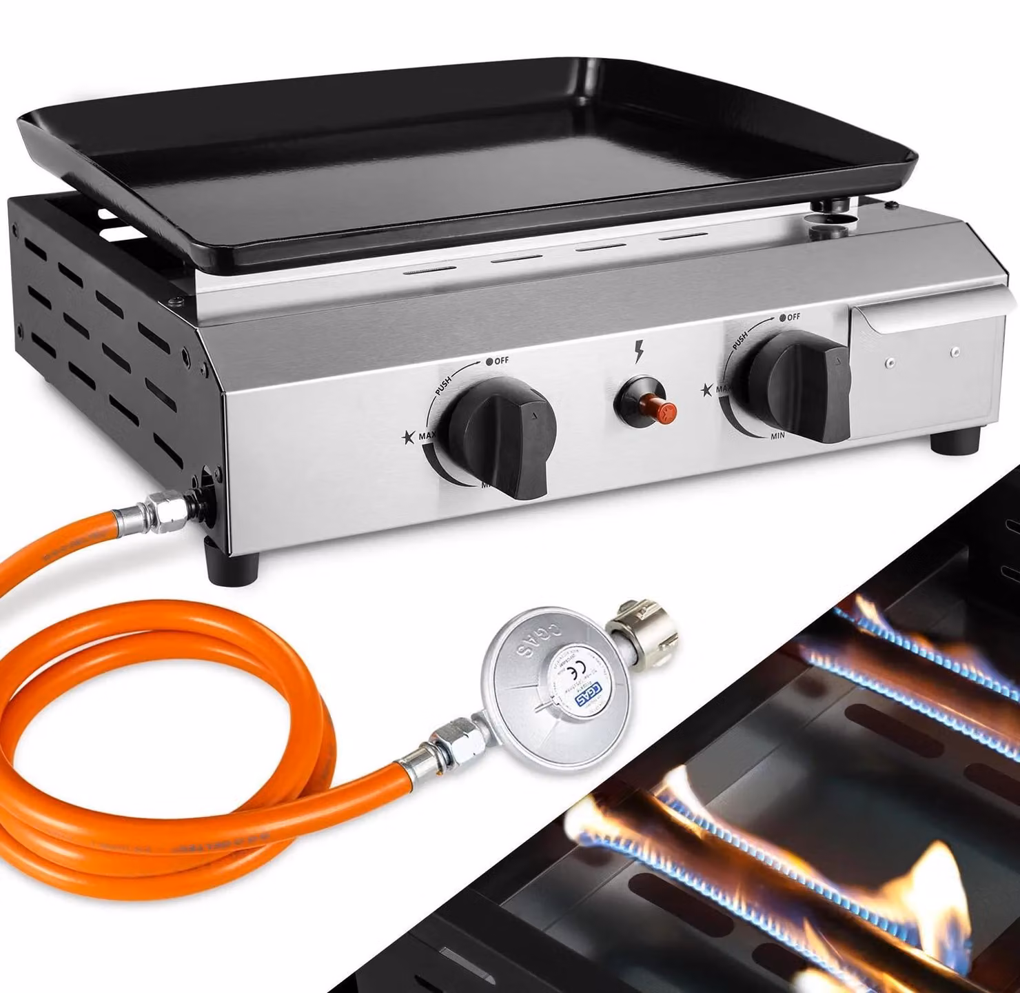 Barbecue a gas, portatile, facile da pulire, barbecue a gas a 2 fuochi
