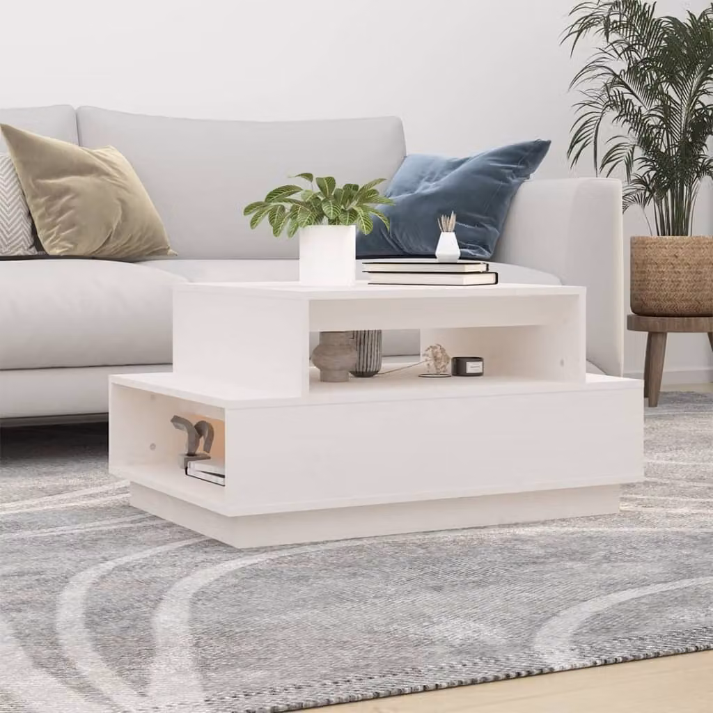 Maison Exclusive - Tavolino bianco 80x55x40,5 cm in legno massello di pino