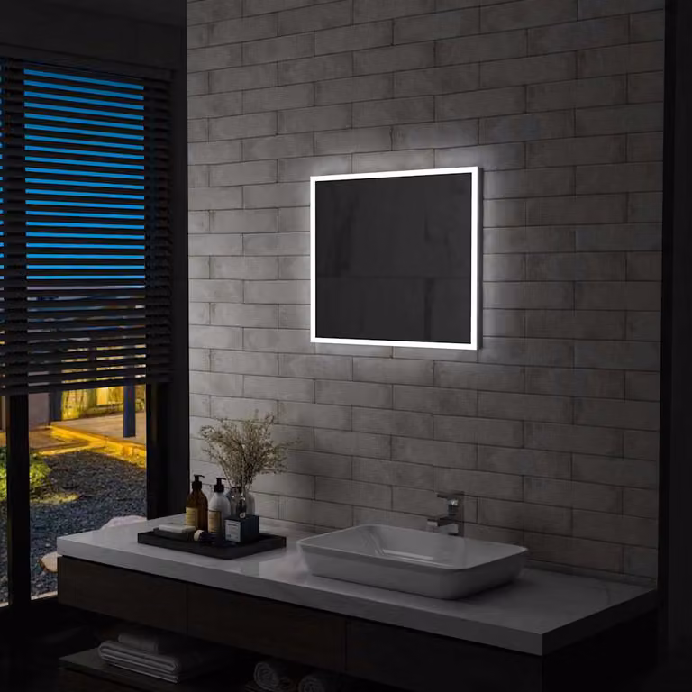vidaXL Specchio da Parete con LED Rettangolare, Colore Argento e Bianco, L: 60 cm, H: 50 cm