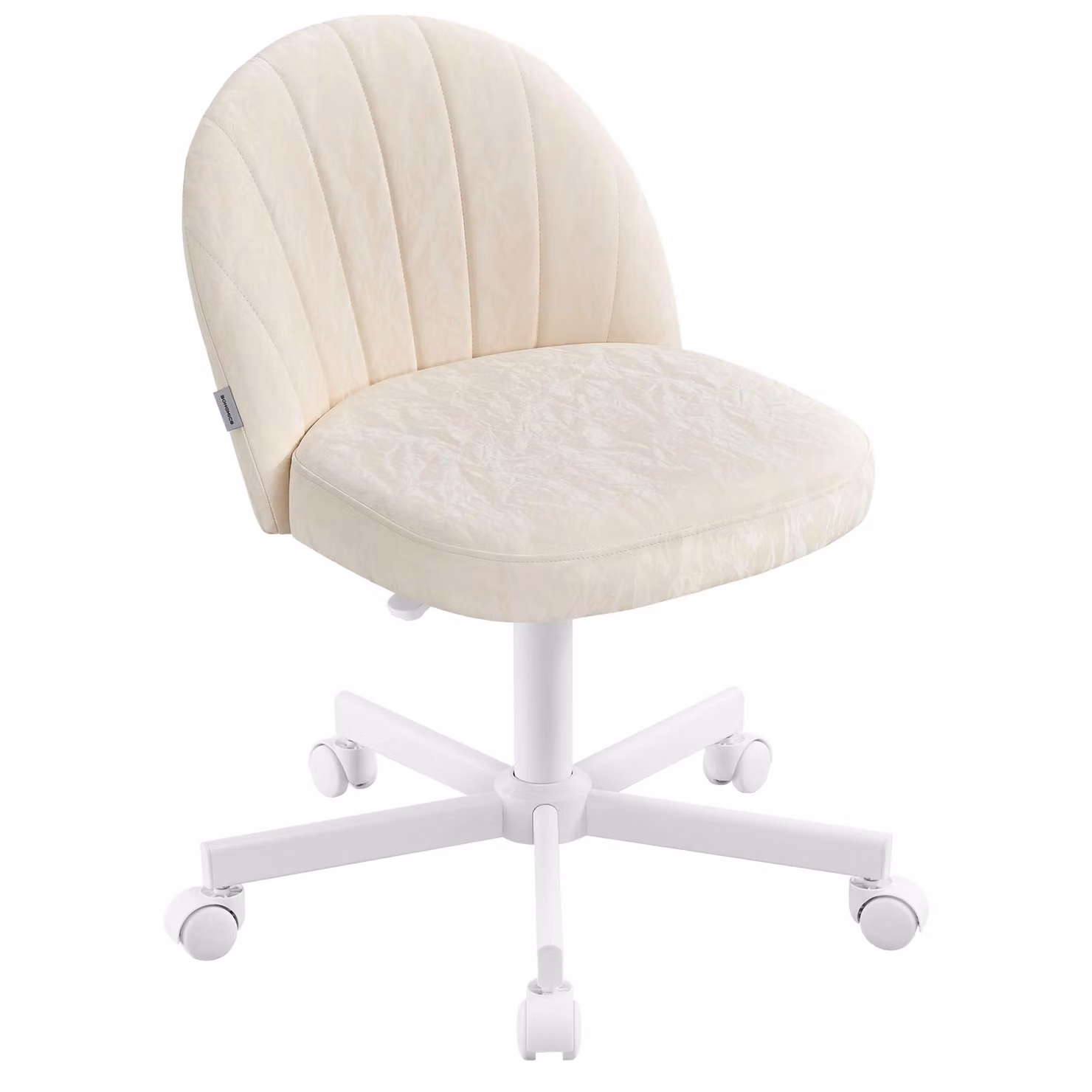 Sedia girevole senza braccioli in pelle PU, Bianco Crema