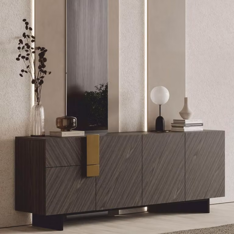 Casa Padrino credenza grigio / nero / ottone 220 cm - Mobili per hotel eda pranzo