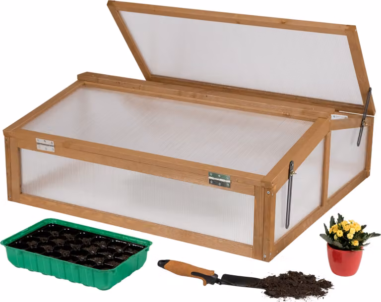 Seminatore da serra in legno, modello piccolo, kit da montare. Vassoio per semina con copertura, serra con coperchio, resistente alle intemperie, ideale per giardino, balcone e uso esterno, colore marrone