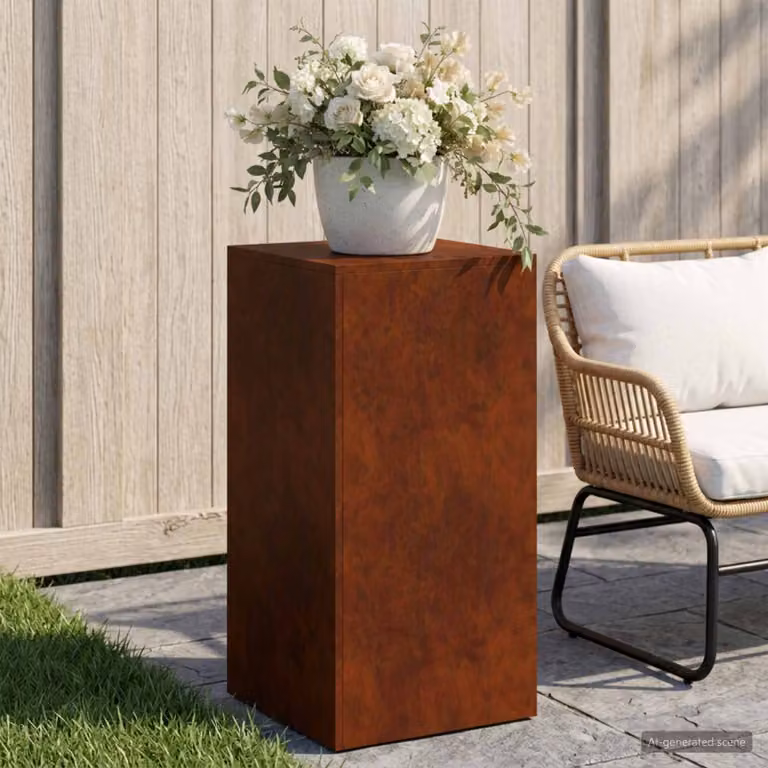 vidaXL Supporto per piante in acciaio Corten color marrone L/P/H: 40 x 40 x 80 cm