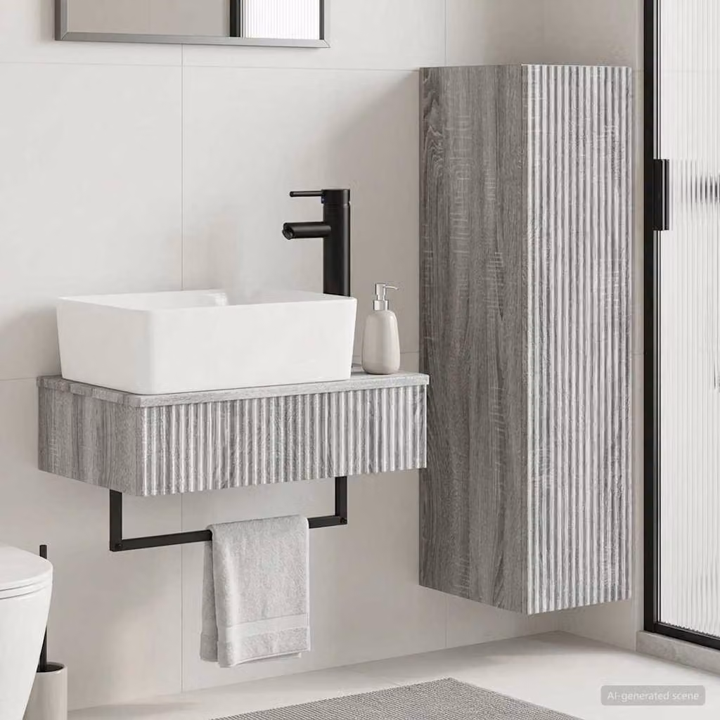 Set di mobili per il bagno moderno vidaXL composto da mobile lavabo e pensile a muro in colore grigio opaco