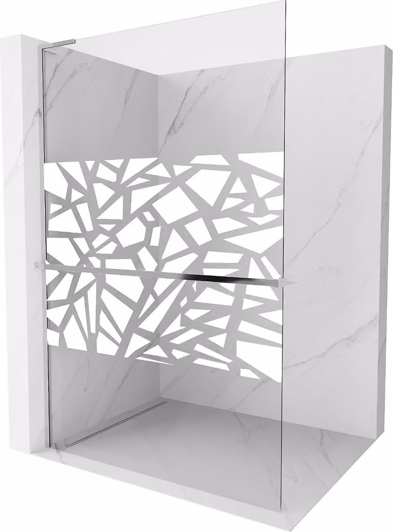 Mexen Kioto+ L parete doccia con mensola Walk-in 100 x 200 cm, motivo bianco, cromo - 800-100-123-01-85