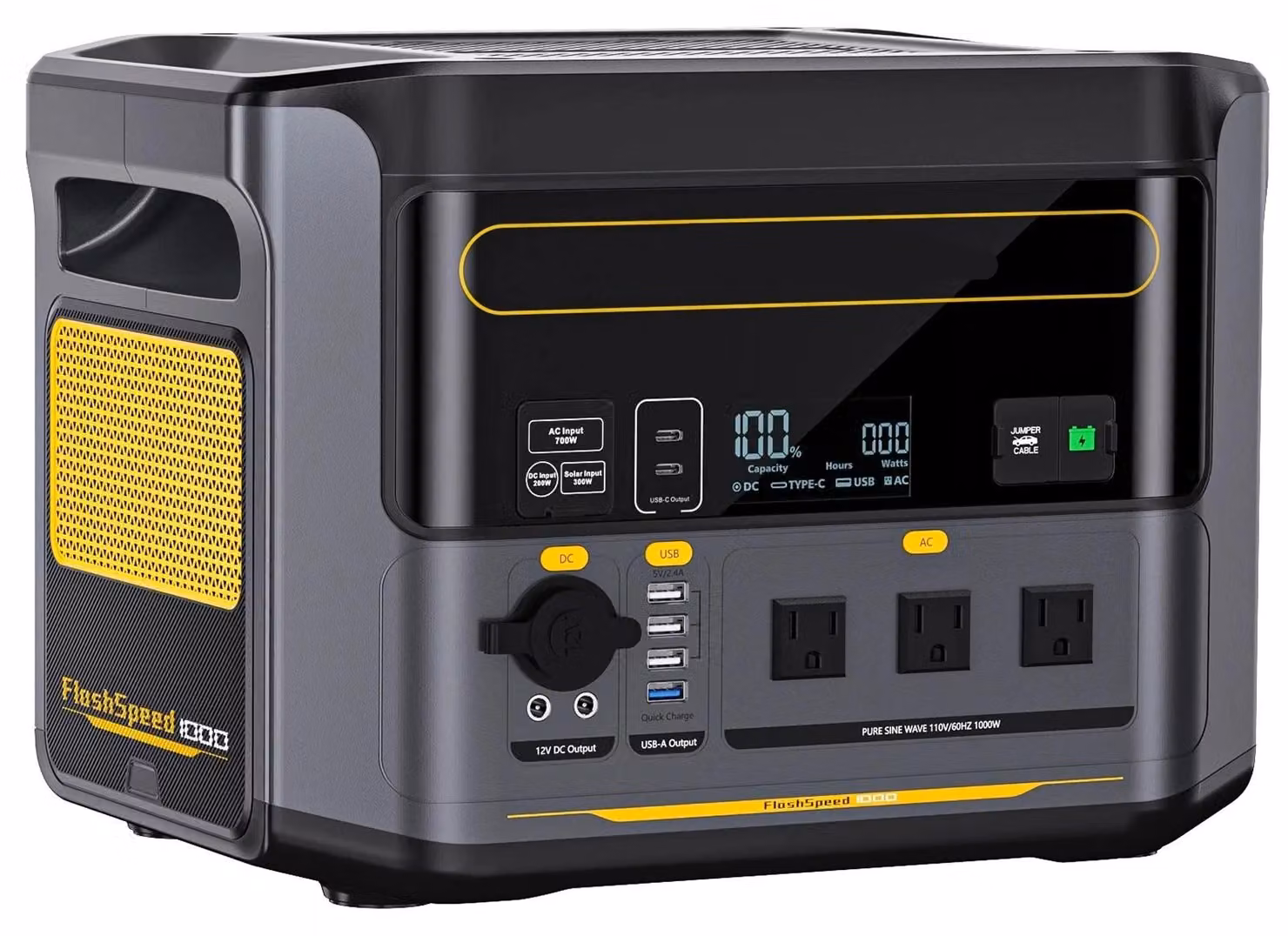 Centralina di alimentazione - Generatore di corrente - Power bank - Portatile - Batteria LiFePO4 - 1548 Wh - 1000 W - Generatore solare