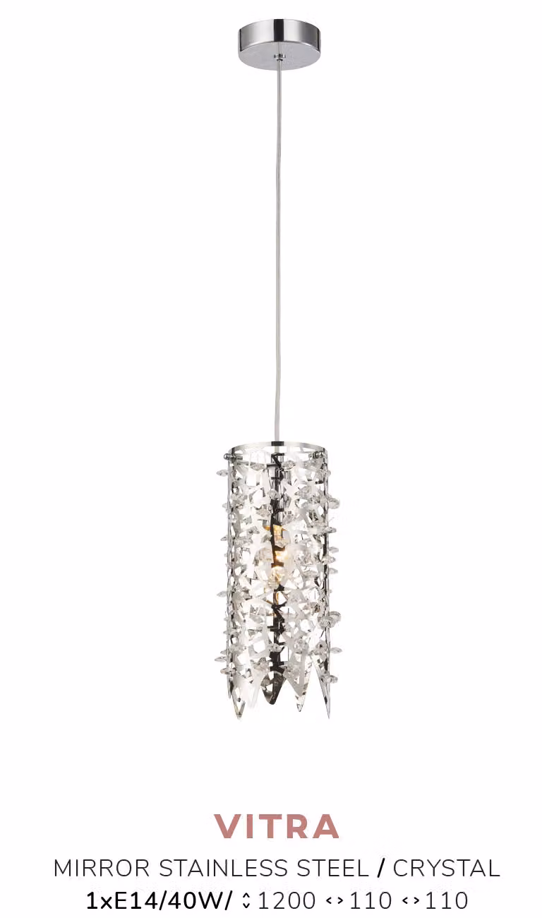 Lampada a sospensione VITRA 40W, argento/chiaro, Ø: 11 H: 120 cm, attacco E14, dimmerabile