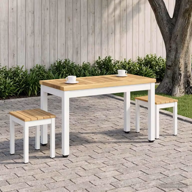 vidaXL Tavolino da salotto rettangolare in legno di acacia bianco L/P/H: 60,5 x 30 x 36 cm