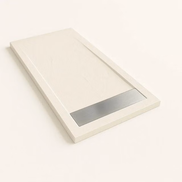 Piatto doccia Bidai con bordo 90X80 cm colore Bianco sporco RAL 9001 griglia in Acciaio