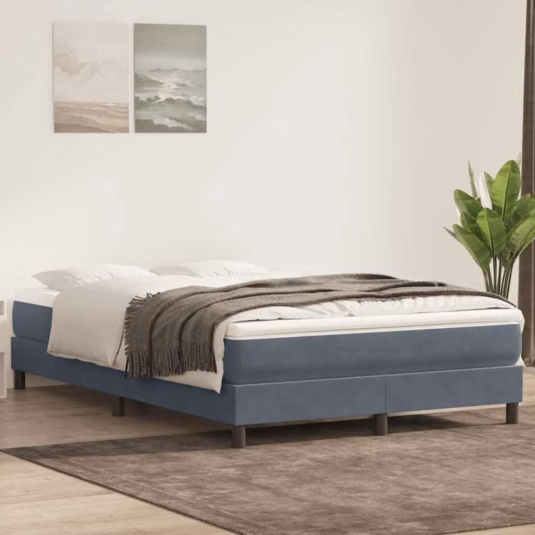 Maison Exclusive - Letto box spring con materasso grigio scuro 160x210 cm velluto