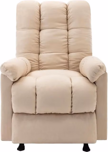 Poltrona Relax Reclinabile e Massaggiante con Braccioli in Tessuto Beige DESIGN IN L 100,5 cm x P 96,5 cm x H 71,5 cm